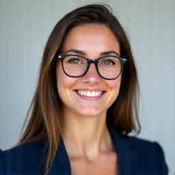 Professional headshot of Sarah Jones, a smiling woman with glasses.